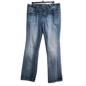 Miss Me Easy Boot Rhinestone Embellished Jeans Size 31 Blue EUC JES422EL